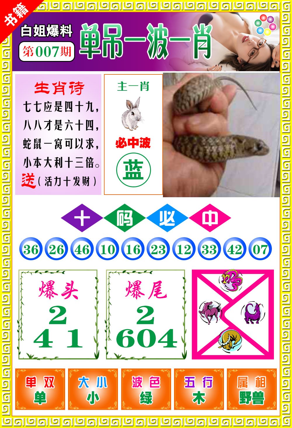 007期澳门白姐暴肖[图]