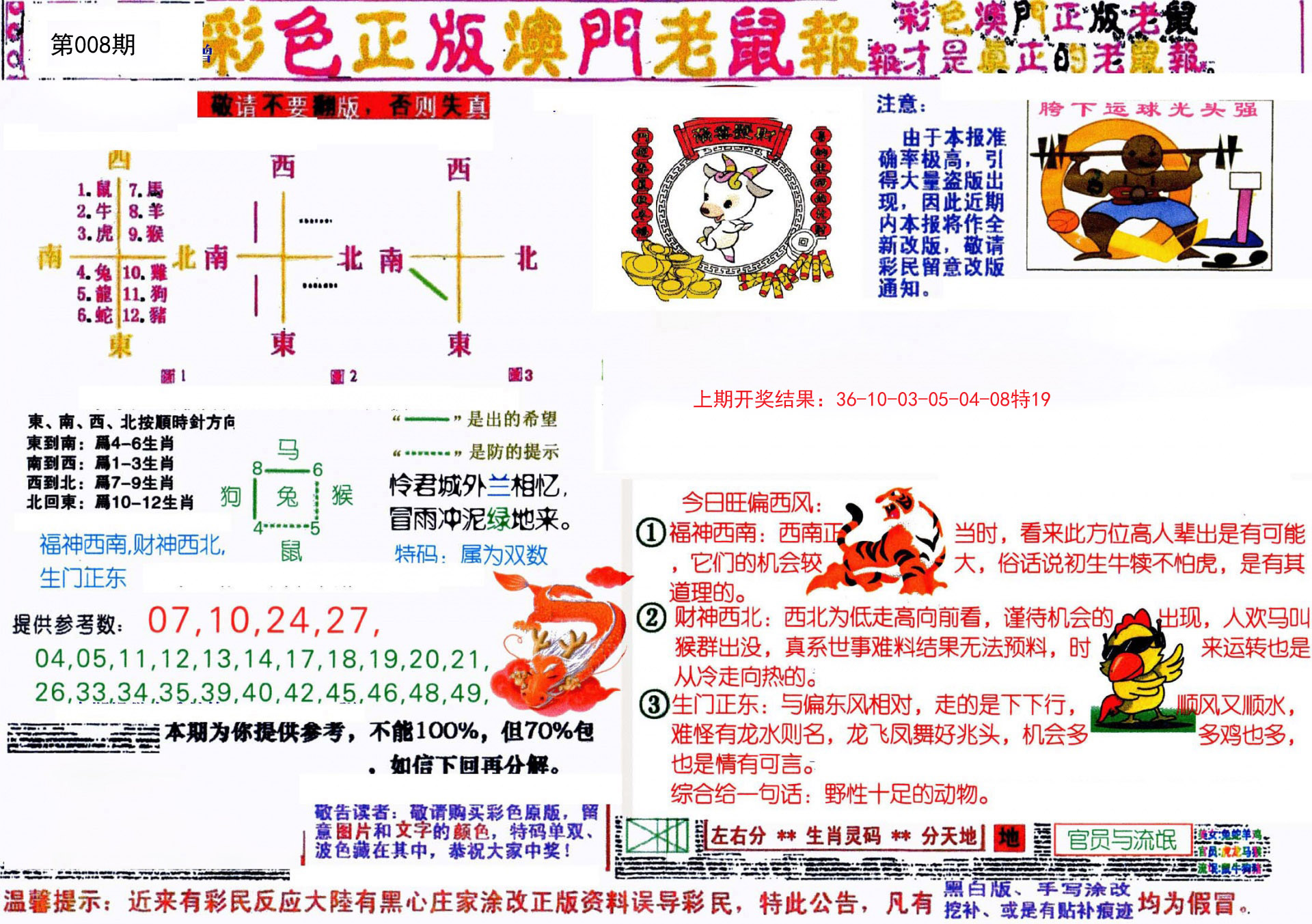 008期彩色正版澳门老鼠报[图]