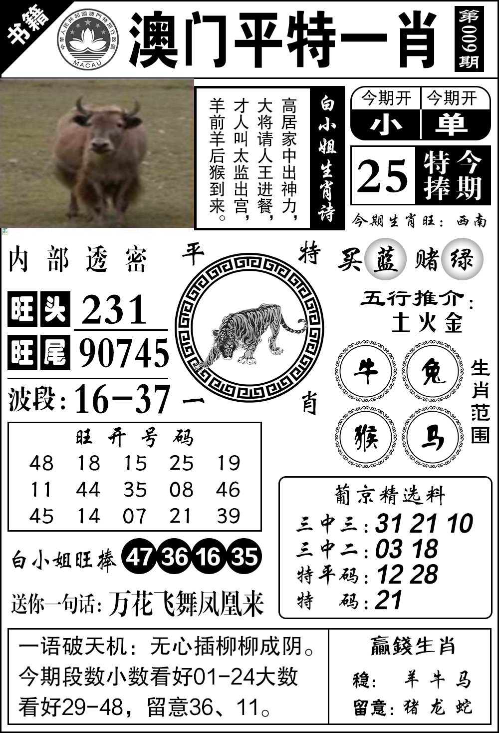 009期澳门内部透密[图]