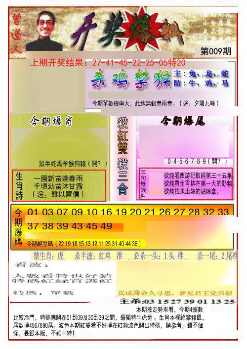 009期开奖爆料(新图推荐)[图]