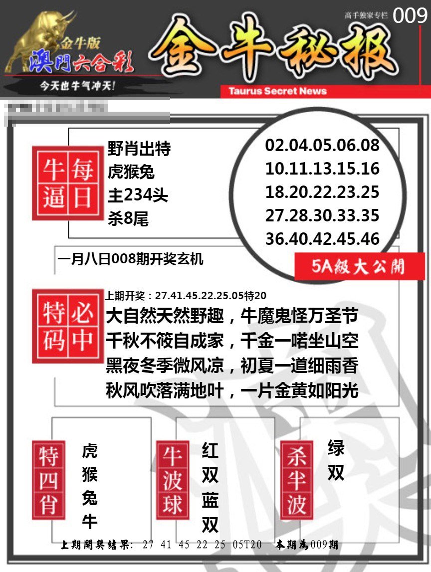 009期金牛秘报A[图]