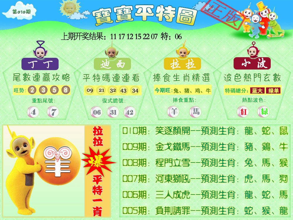 010期天线宝宝平特图[图]