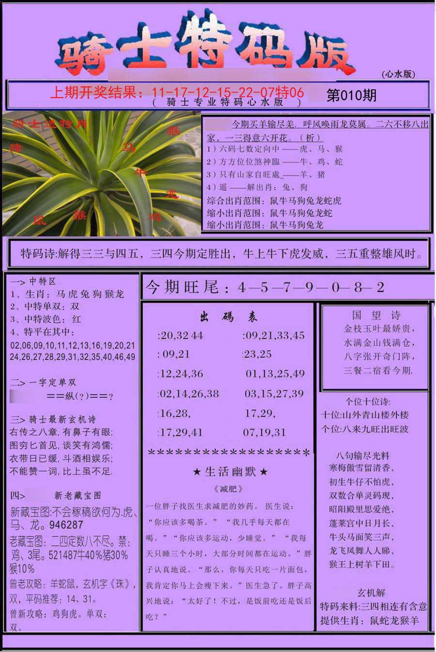 010期骑士特码版[图]