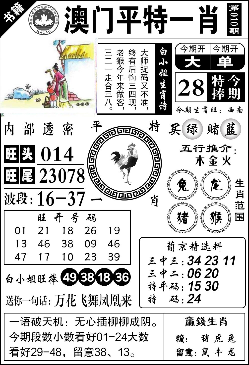 010期澳门内部透密[图]