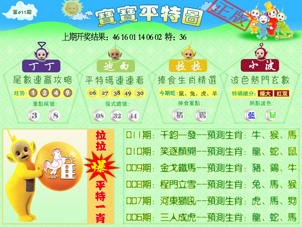 011期天线宝宝平特图[图]