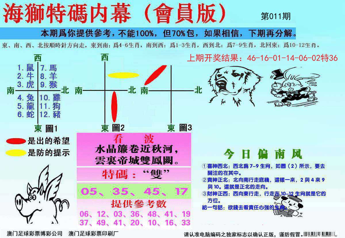 011期海狮特码会员报[图]