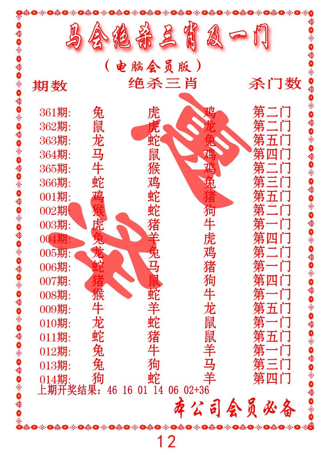 011期马会绝杀三肖及一门[图]