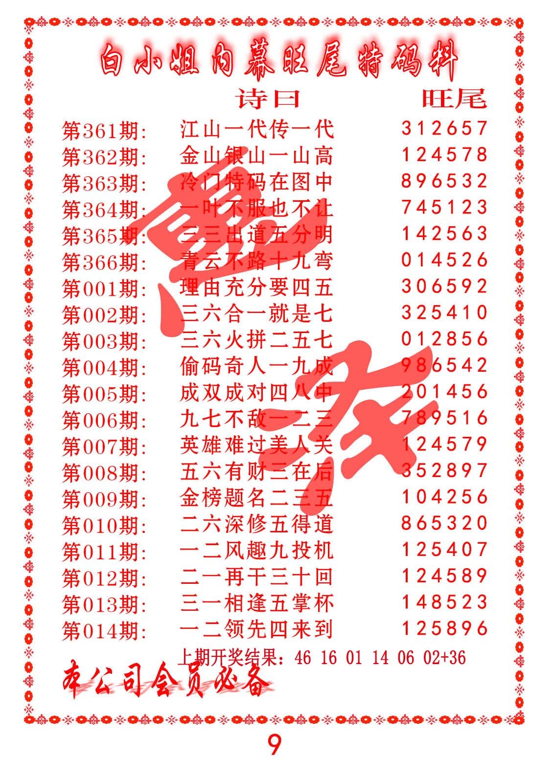 011期内幕旺尾特码料[图]