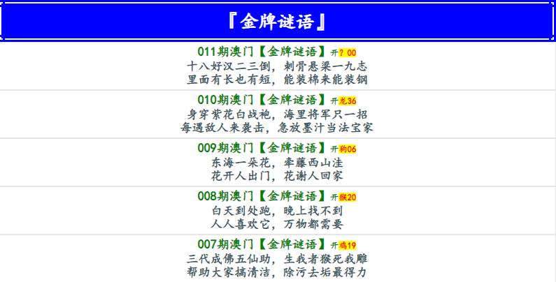 011期金牌谜语[图]