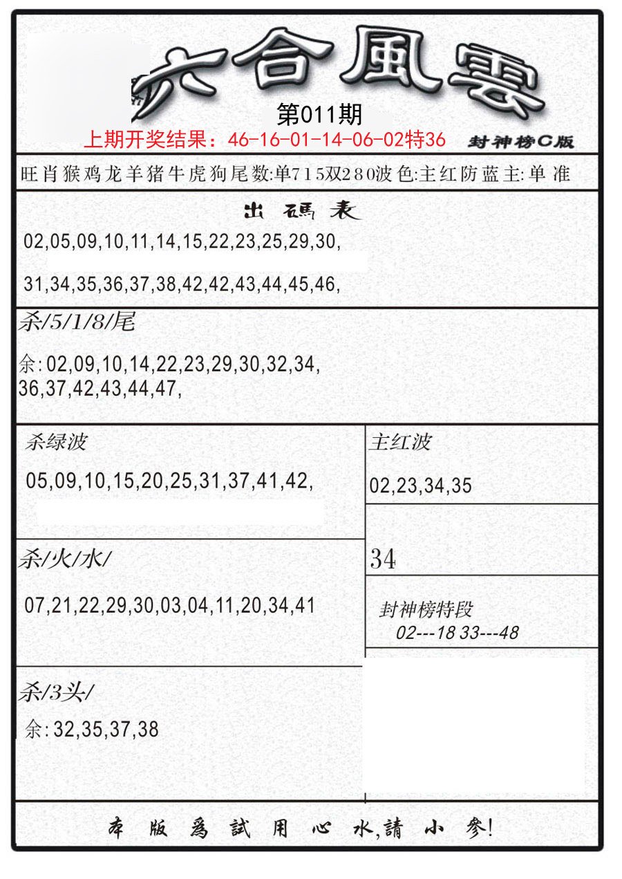 011期六合风云B[图]