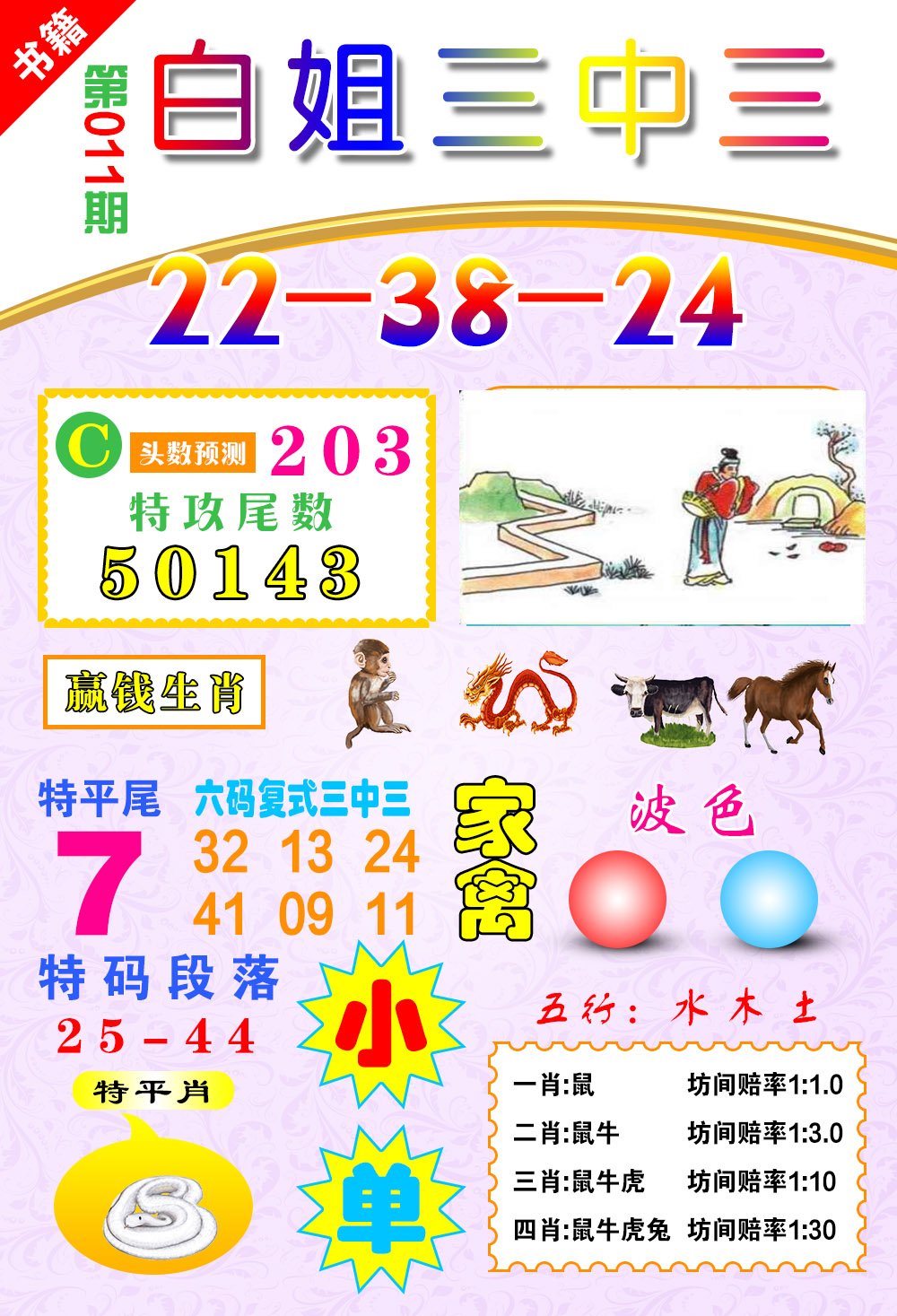 011期澳门白姐锦囊[图]