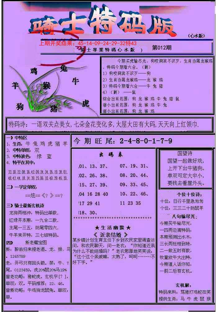 012期骑士特码版[图]