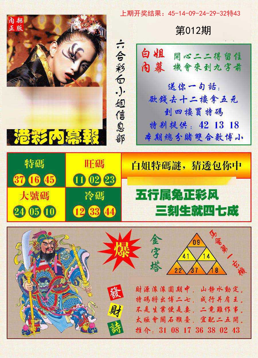 012期港彩内幕报[图]