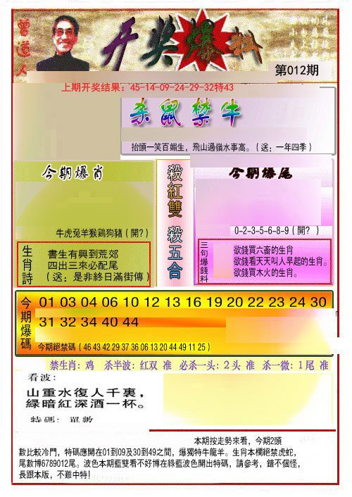 012期开奖爆料(新图推荐)[图]