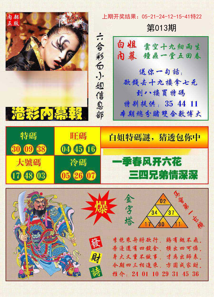 013期港彩内幕报[图]