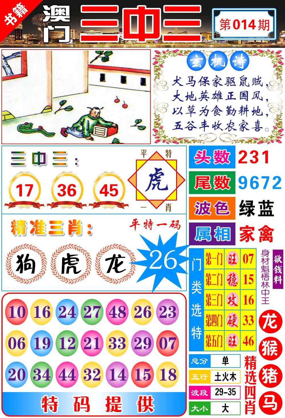 014期澳门宝典三中三[图]