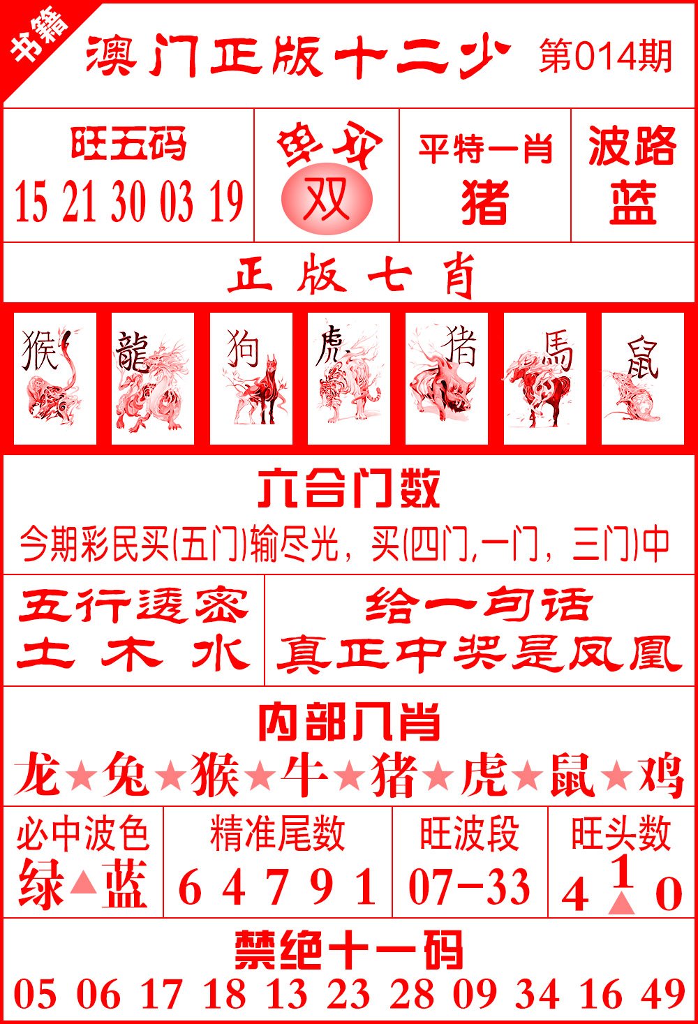 014期澳门十二少[图]