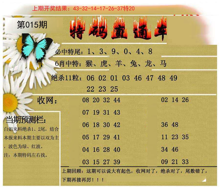 015期特码直通车[图]