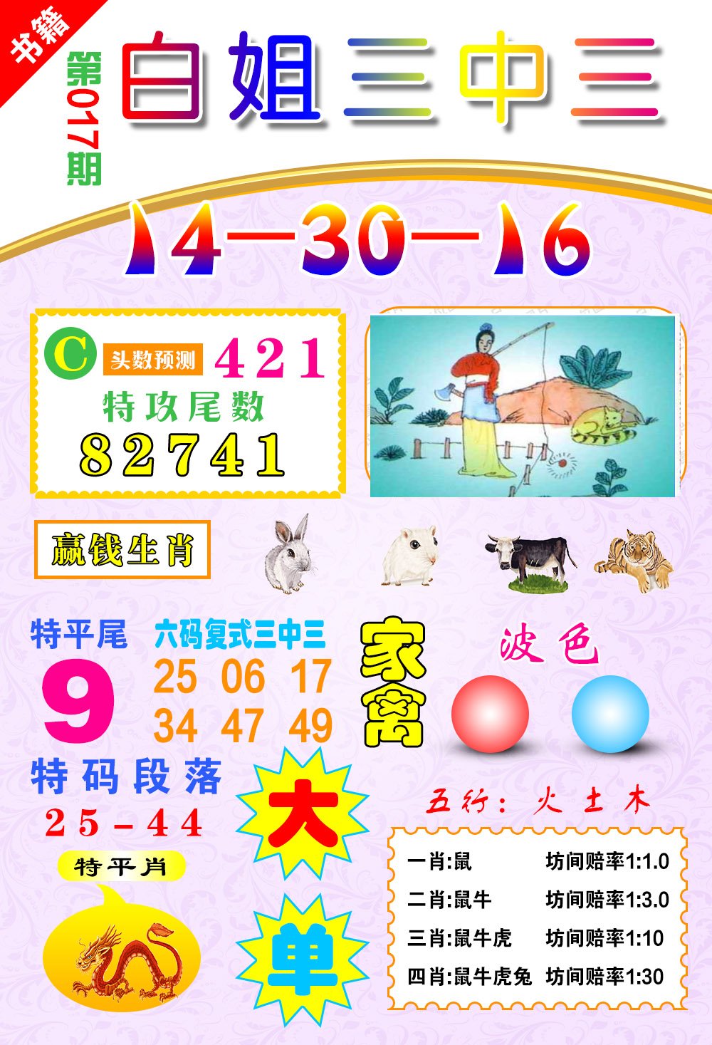 017期澳门白姐锦囊[图]