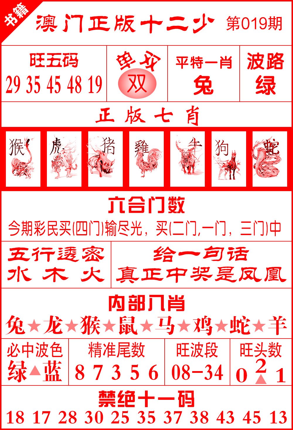 019期澳门十二少[图]