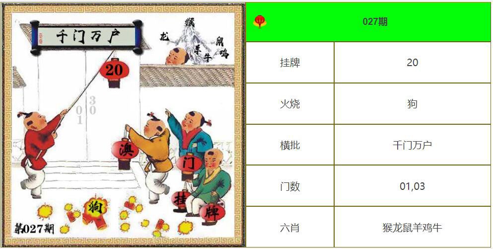 027期另版澳门挂牌[图]