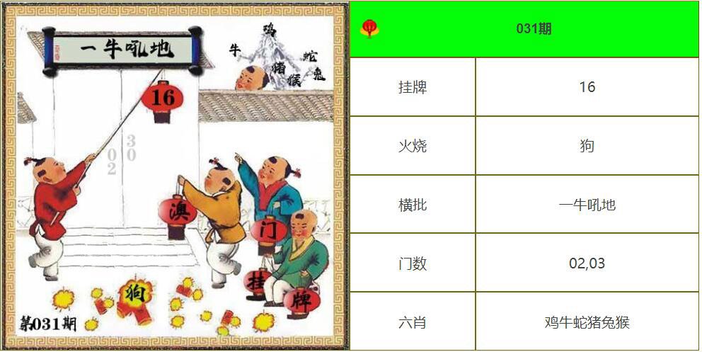 031期另版澳门挂牌[图]