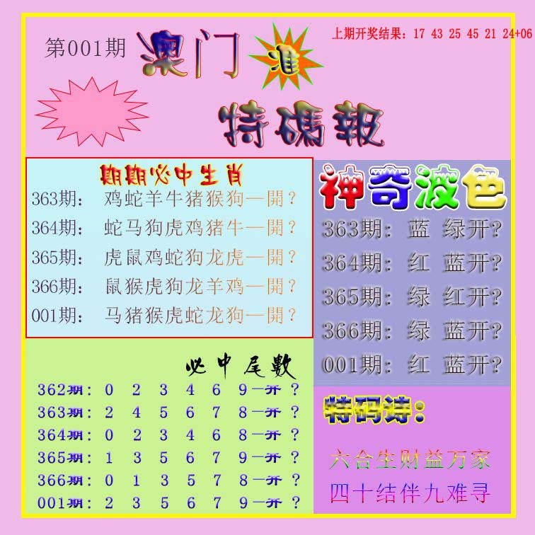 001期生财有道特码报[图]