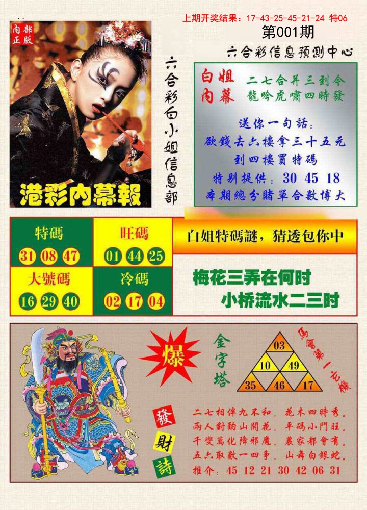 001期港彩内幕报[图]