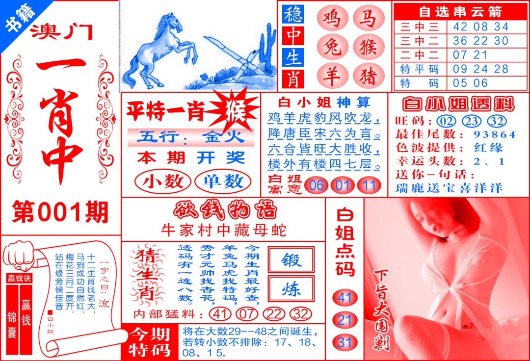 001期澳门锦囊宝典[图]