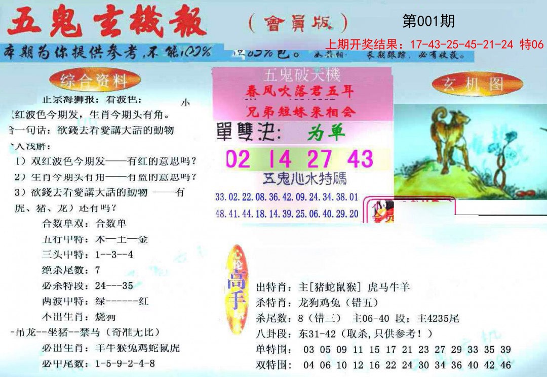 001期新五鬼玄机[图]