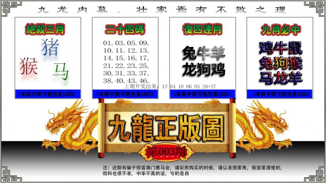 003期九龙正版图[图]