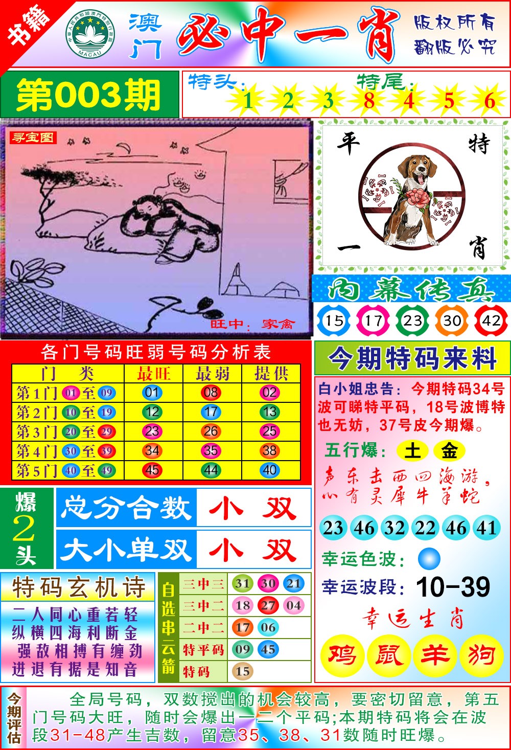 003期澳门玄机一特[图]