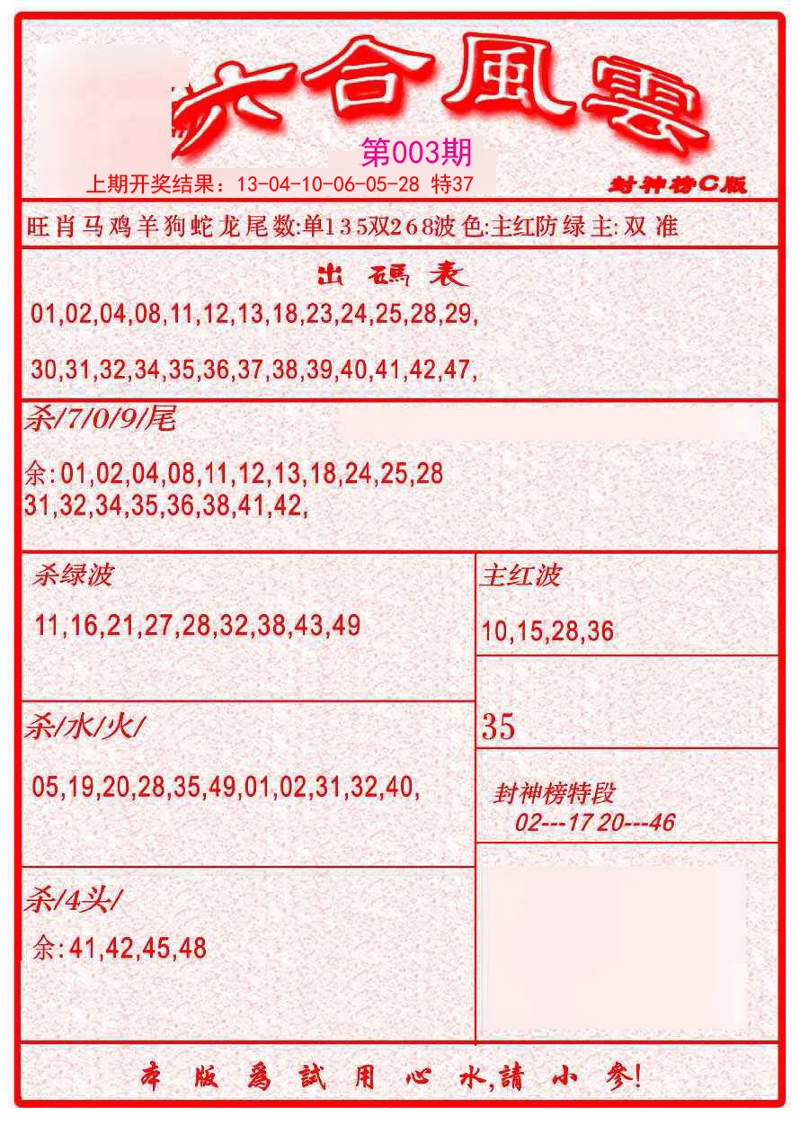 003期六合风云B[图]