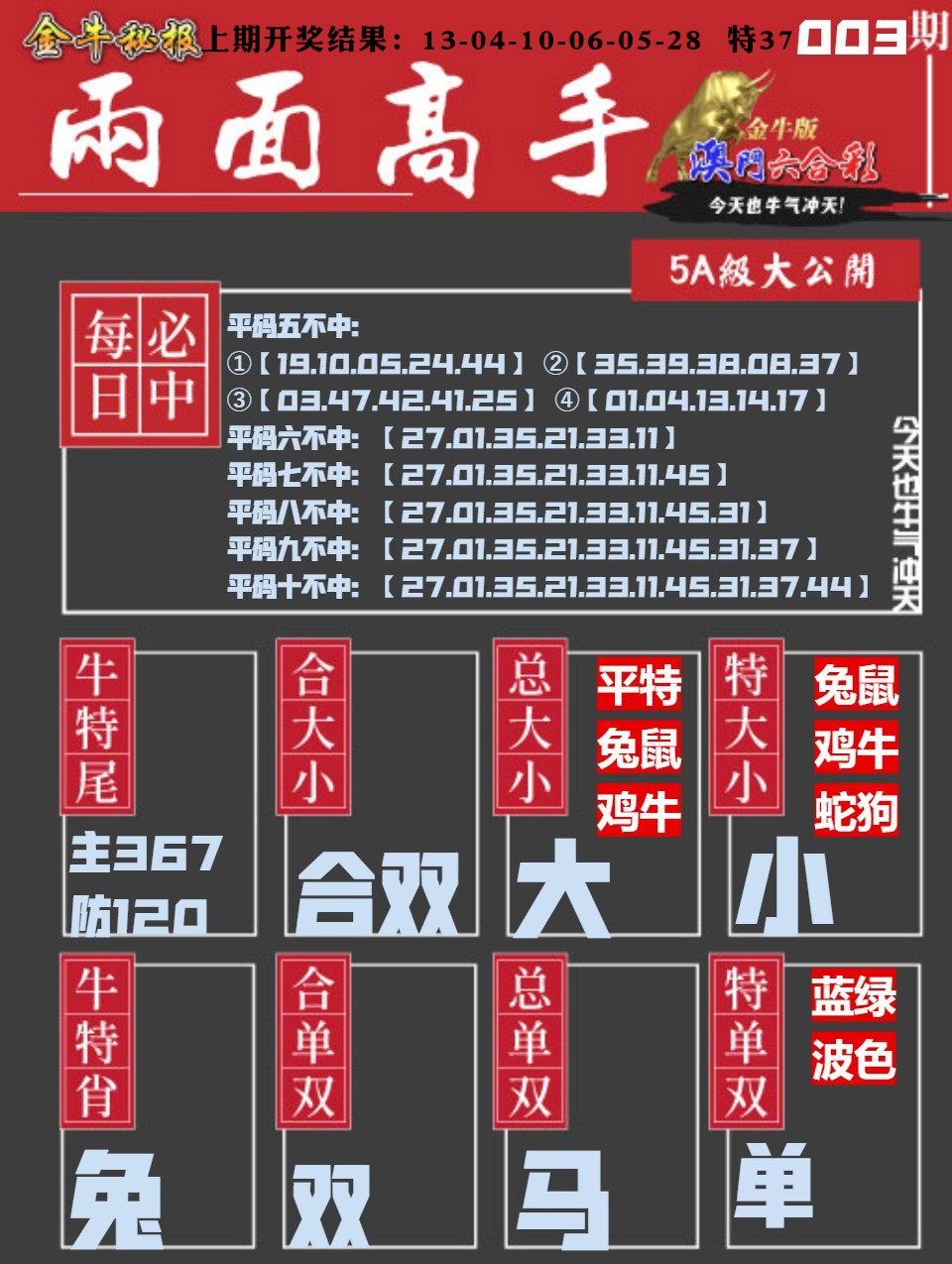003期金牛两面高手[图]