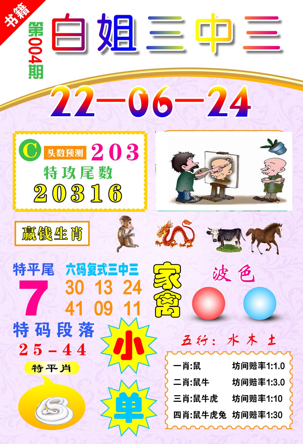 004期澳门白姐锦囊[图]