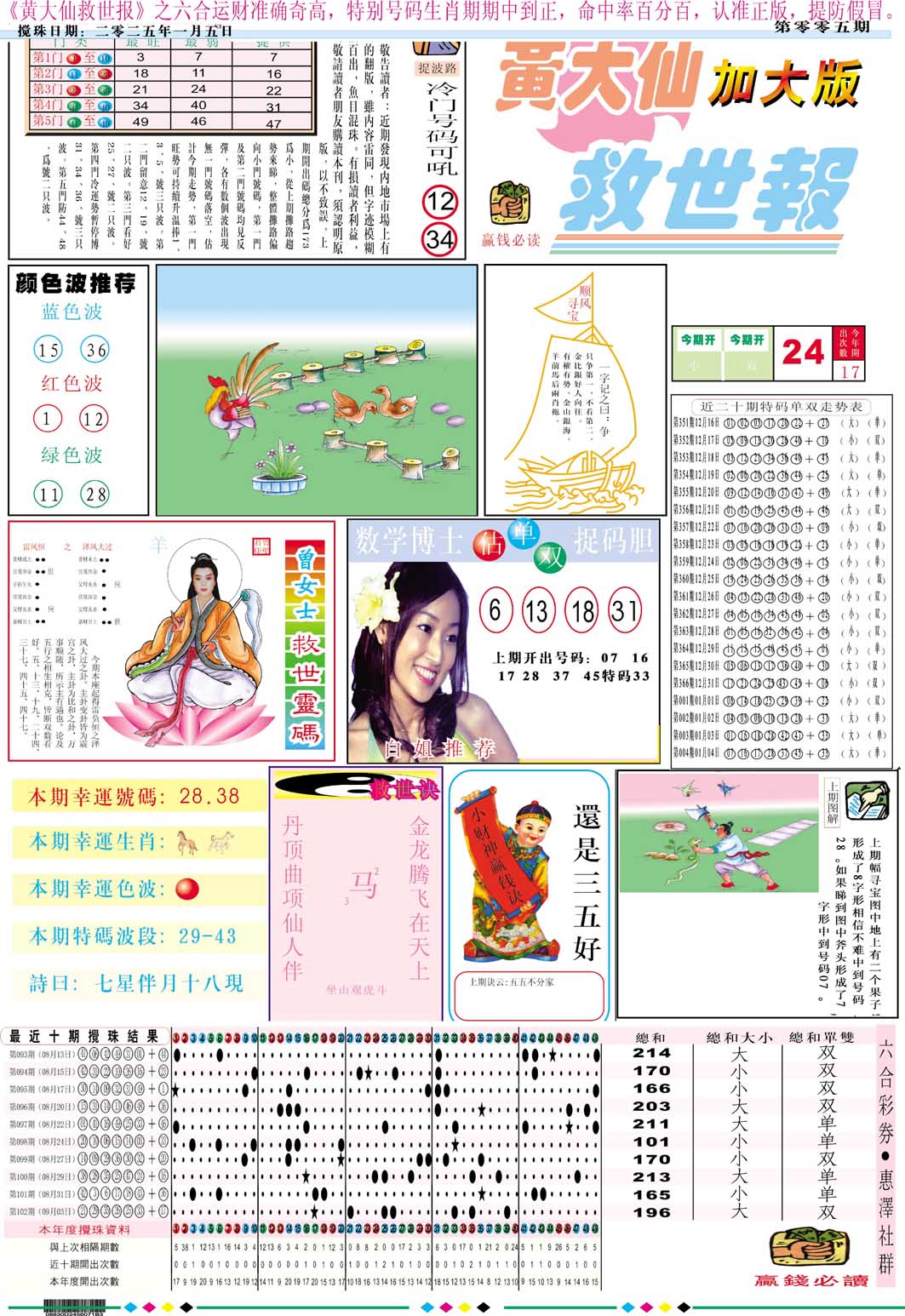 005期黄大仙救世A加大版[图]