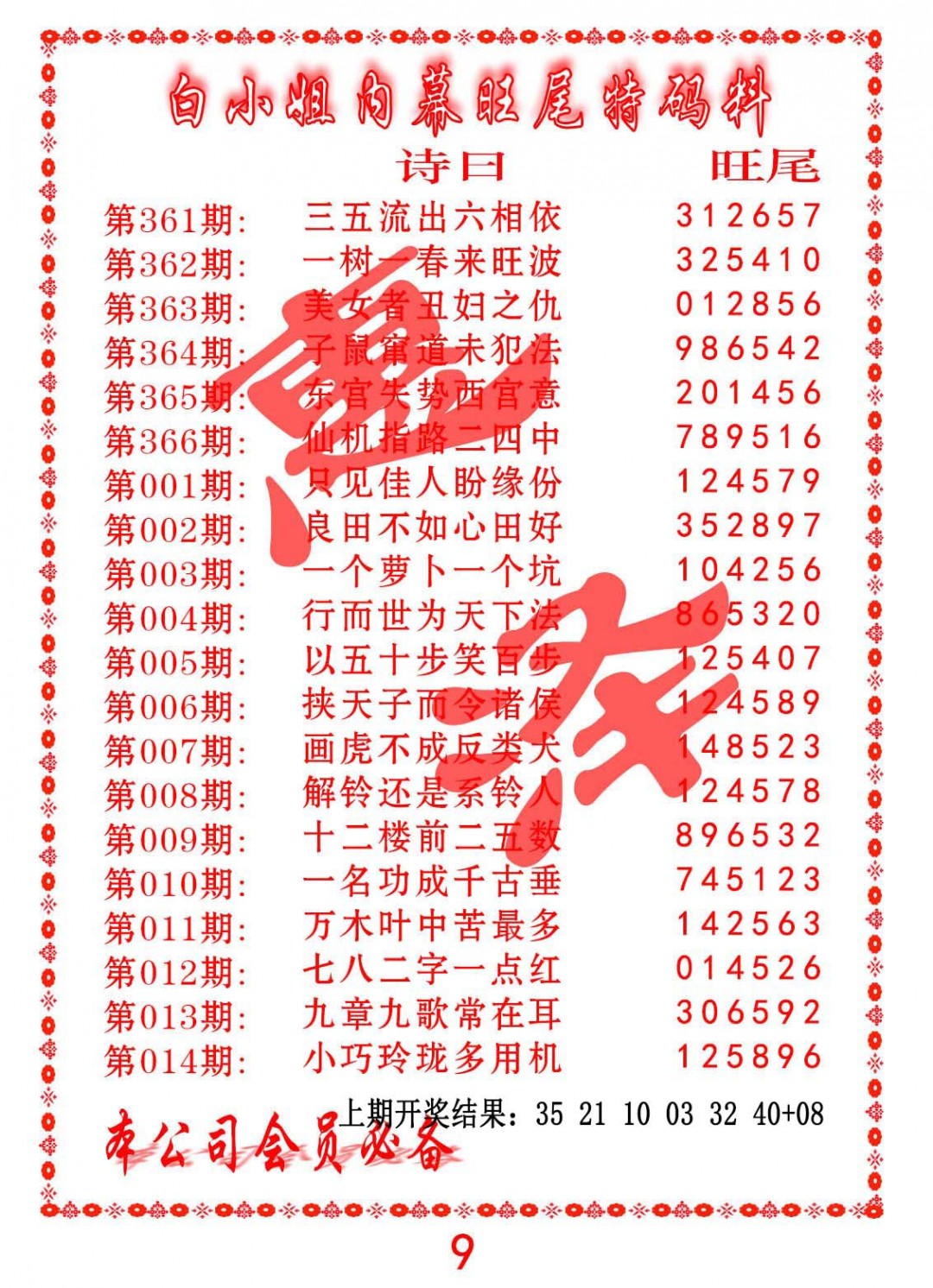 006期内幕旺尾特码料[图]