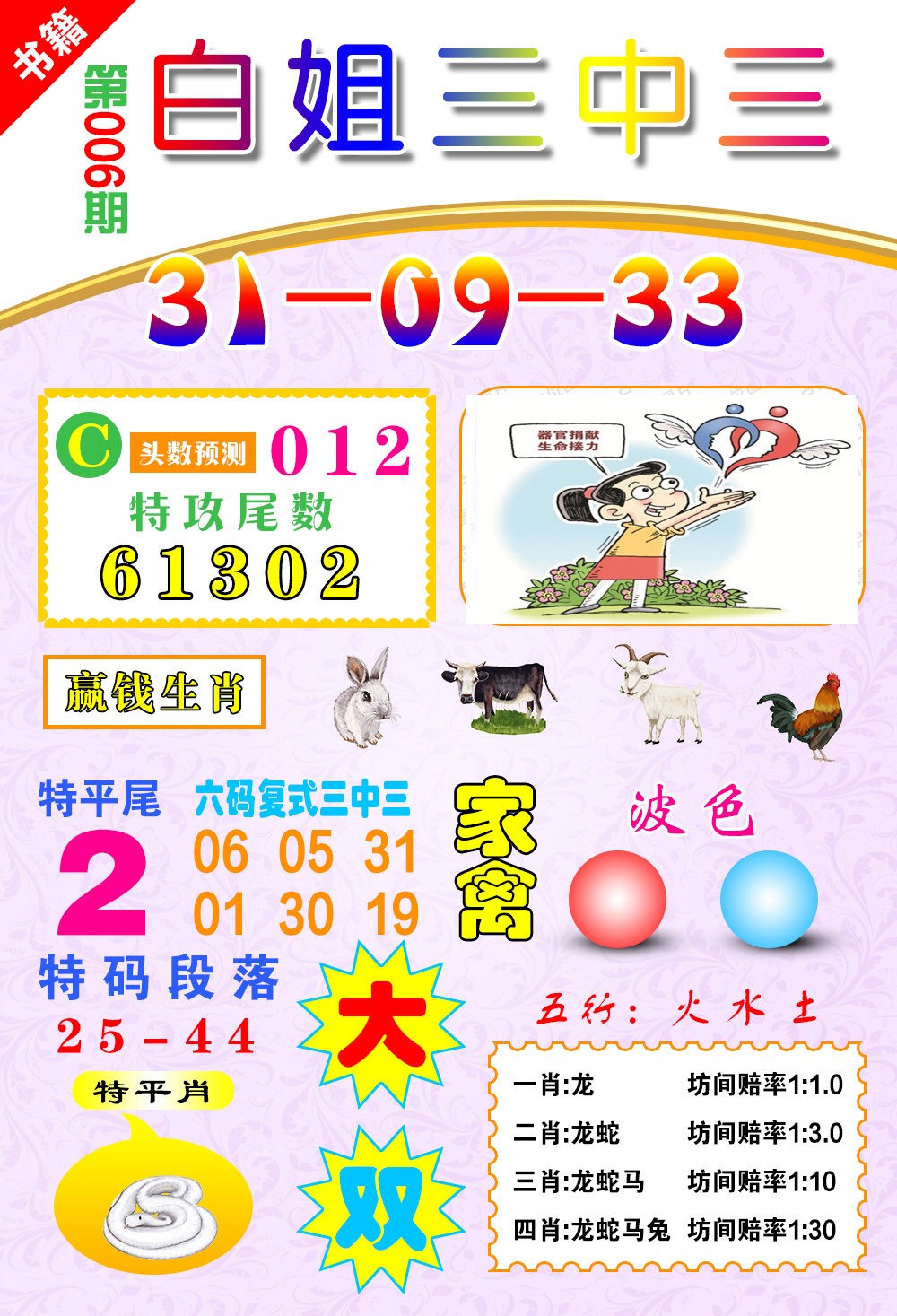 006期澳门白姐锦囊[图]