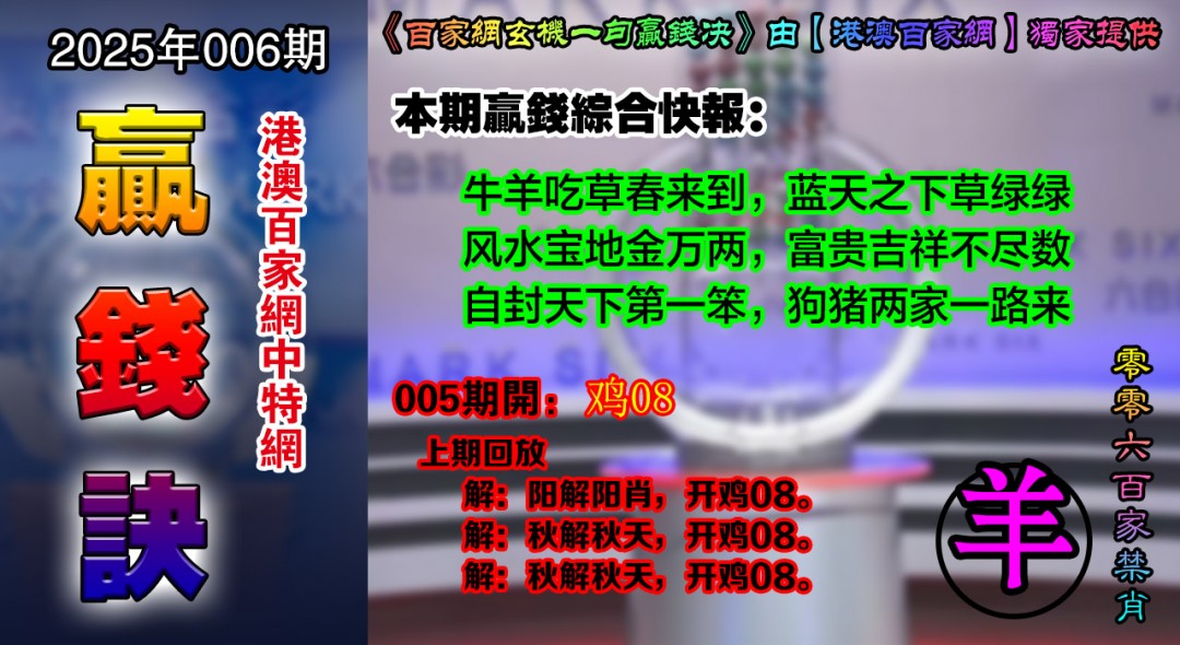 006期百家赢钱决[图]