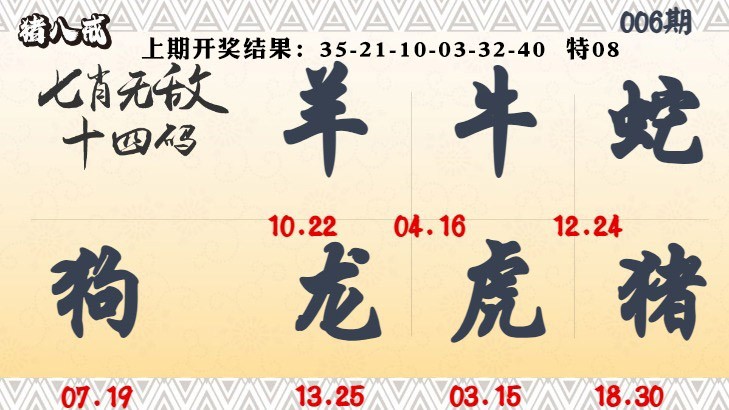 006期七肖无敌14码[图]