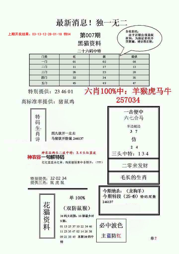 007期独一无二(正)[图]