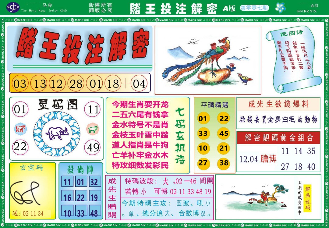 007期赌王投注解密[图]