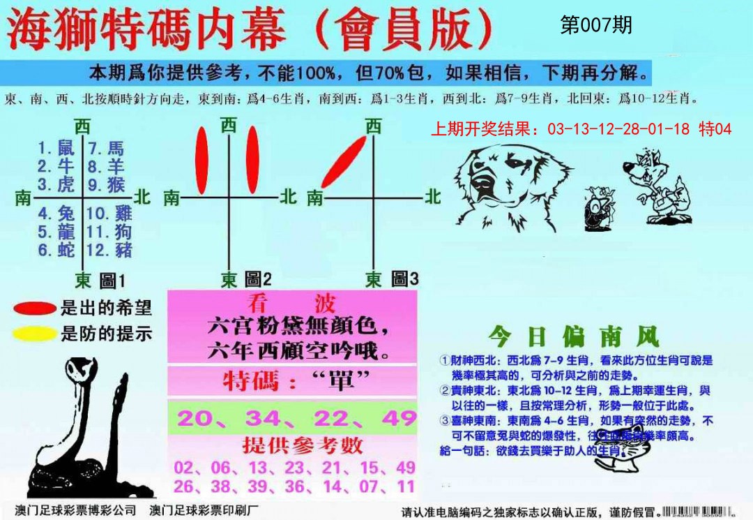 007期海狮特码会员报[图]