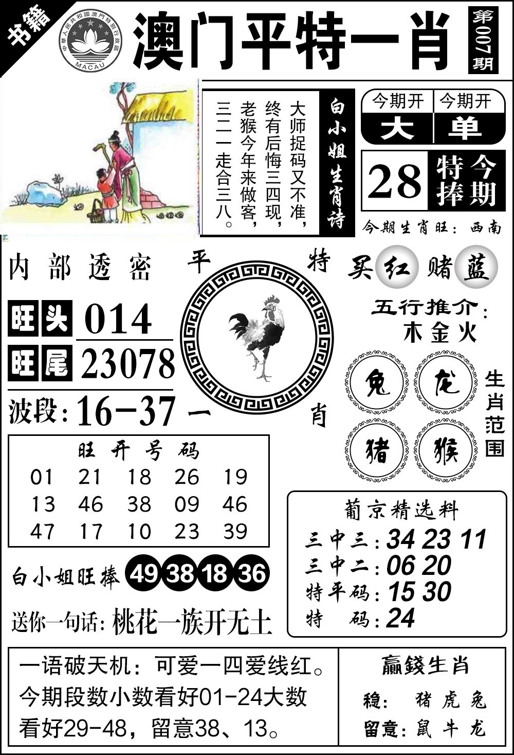 007期澳门内部透密[图]