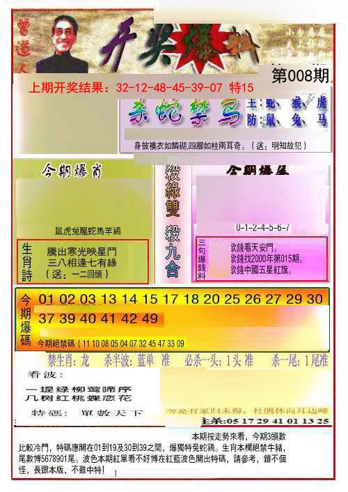 008期开奖爆料(新图推荐)[图]