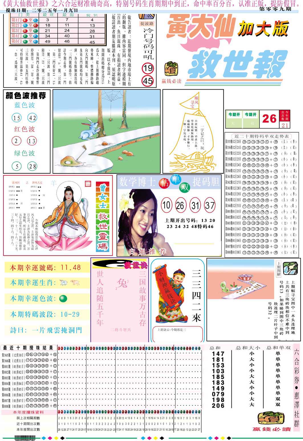 009期黄大仙救世A加大版[图]