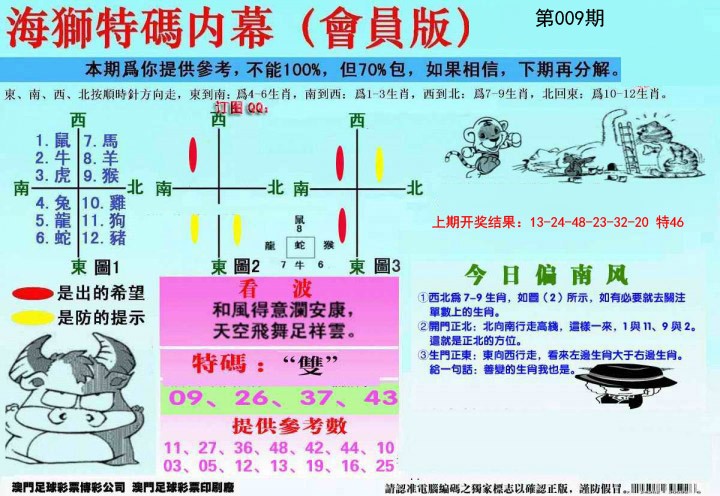 009期另版海狮特码内幕报[图]
