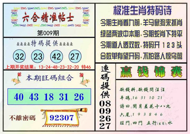 009期精准贴士[图]