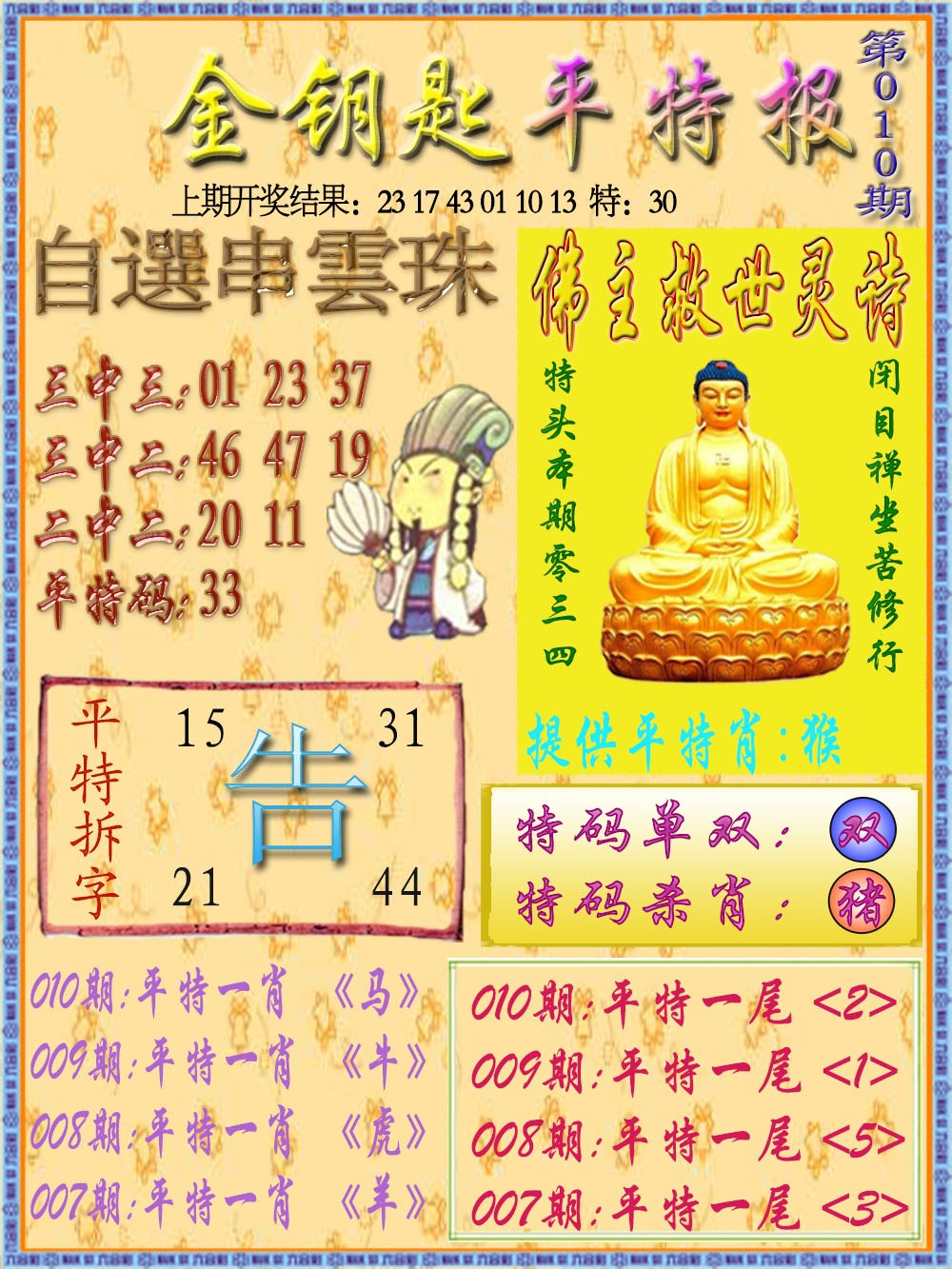 010期金钥匙平特报[图]