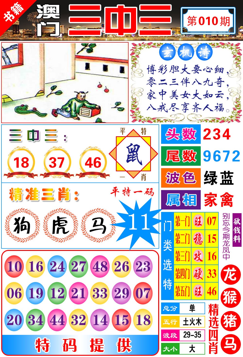 010期澳门宝典三中三[图]